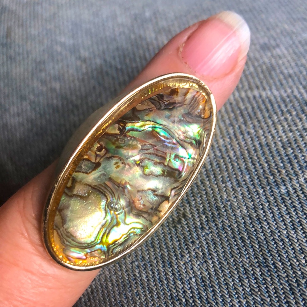 Gold Abalone Shell Statement Ring - Women Jewelry